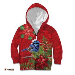 Aussie Superb Fairywren Bird Kid Hoodie Aboriginal Inspired Christmas LT9