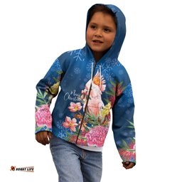 Australia Christmas Pink Cockatoo with Banksia Kid Hoodie Snowy Blue LT7