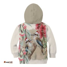 Australia Kookaburra Christmas Kid Hoodie Bottlebrush Eucalyptus Blossoms Watercolor LT14
