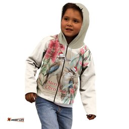 Australia Kookaburra Christmas Kid Hoodie Bottlebrush Eucalyptus Blossoms Watercolor LT14