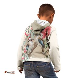 Australia Kookaburra Christmas Kid Hoodie Bottlebrush Eucalyptus Blossoms Watercolor LT14