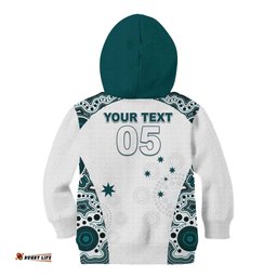 Custom Australia Rugby 2026 Kid Hoodie Go Wallabies Aboriginal Pattern White Version LT05