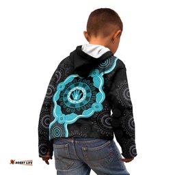 Australia Ovarian Cancer Awareness Kid Hoodie Brave Strong Teal Ribbon Aboriginal Art LT14