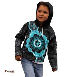 Australia Ovarian Cancer Awareness Kid Hoodie Brave Strong Teal Ribbon Aboriginal Art LT14