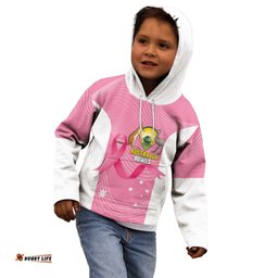 Custom Bowls Australia Breast Cancer Kid Hoodie Pink Ribbon Aussie Map With Kangaroo Emu LT14