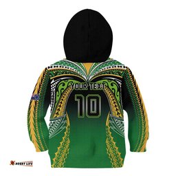 Custom Cook Islands Rugby League Kid Hoodie Avaiki Tatau Tribal Motifs Black Color LT03
