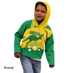 Custom Australia Petanque Kid Hoodie Aussie Kangaroo Bouleroos National Color LT14