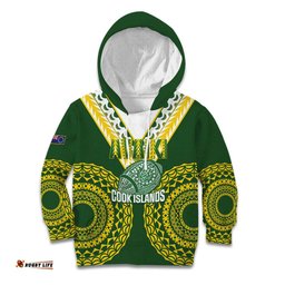Custom Avaiki Cook Islands Rugby Kid Hoodie Kuki Airani Tatau Green LT14