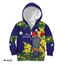 Australia Gang-gang Cockatoo Christmas Kid Hoodie Callocephalon Fimbriatum Golden Wattle Blue LT14