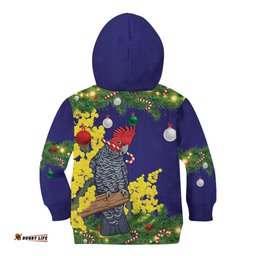 Australia Gang-gang Cockatoo Christmas Kid Hoodie Callocephalon Fimbriatum Golden Wattle Blue LT14