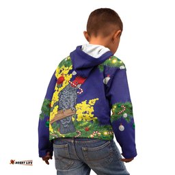 Australia Gang-gang Cockatoo Christmas Kid Hoodie Callocephalon Fimbriatum Golden Wattle Blue LT14
