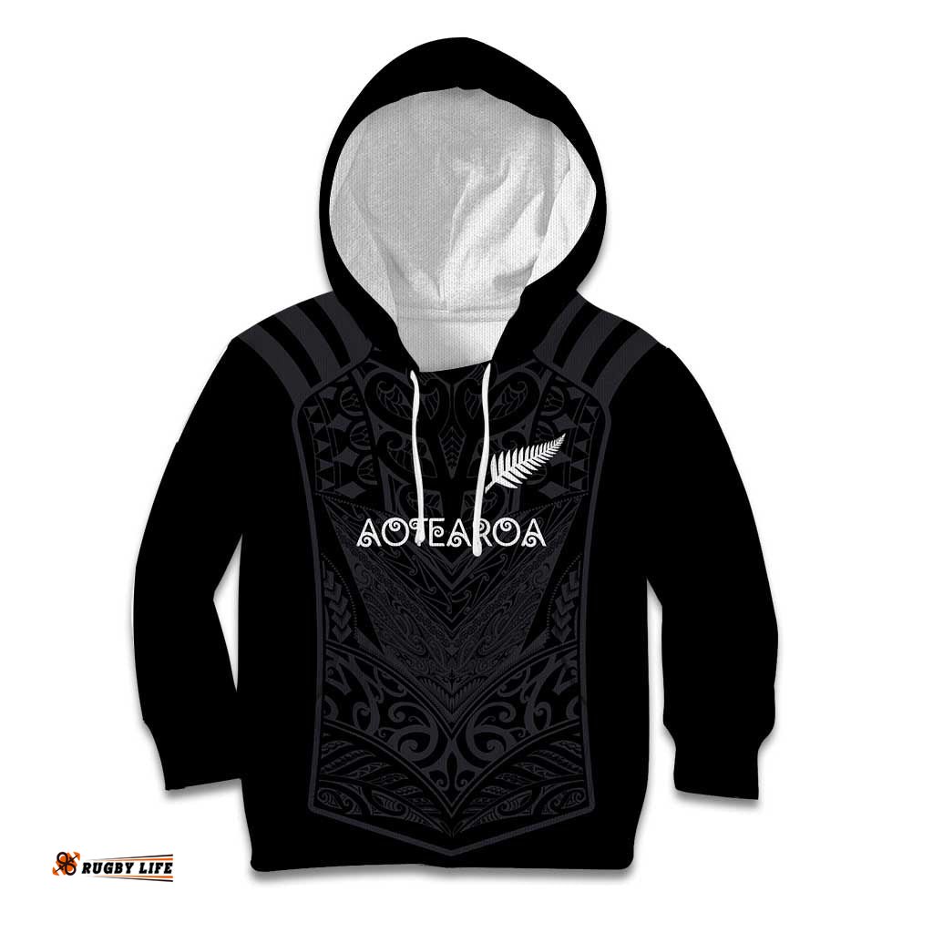 Custom Aotearoa Rugby Kid Hoodie The Blacks-Sporty T90 Style LT03