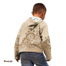 Beige Lizards Australia Kid Hoodie Boomerang Indigenous Art LT14