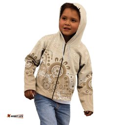 Beige Lizards Australia Kid Hoodie Boomerang Indigenous Art LT14