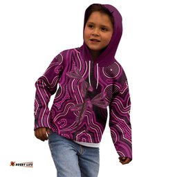 Australia Breast Cancer Awareness Kid Hoodie Pink Dragonflies Aboriginal Art LT14