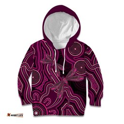 Australia Breast Cancer Awareness Kid Hoodie Pink Dragonflies Aboriginal Art LT14