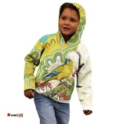 Australia Rock Parrot Kid Hoodie Kangaroo Paws Indigenous Art LT14
