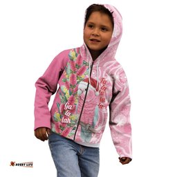 Australia Pink Galah Christmas Kid Hoodie Falalalala Galalah Bottlebrush Aboriginal Art LT14