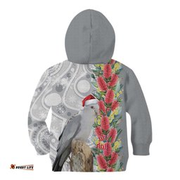 Blue Galah Mutation Christmas Australia Kid Hoodie Falalalala Galalah Bottlebrush Grey Aboriginal Art LT14