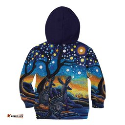Australian Night Sky Landscape Kid Hoodie Aboriginal Dreamtime Story LT9