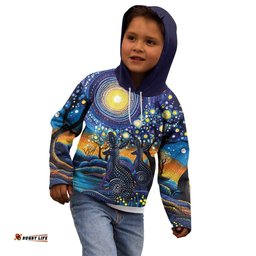 Australian Night Sky Landscape Kid Hoodie Aboriginal Dreamtime Story LT9