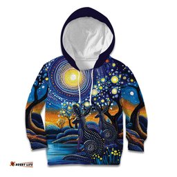 Australian Night Sky Landscape Kid Hoodie Aboriginal Dreamtime Story LT9