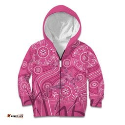 Australia Indigenous Pink Month Kid Hoodie Breast Cancer Aboriginal Dragonflies Ribbon LT14