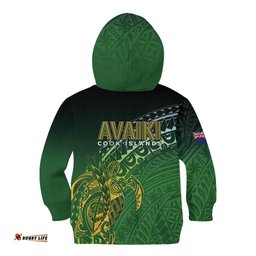 Cook Islands Rugby Kuki Avaiki Kid Hoodie Tribal Turtle LT7