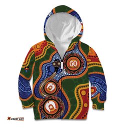 Australia NAIDOC Week 2026 Kid Hoodie 50 Years of Deadly Dhari Snake Aboriginal Art LT14