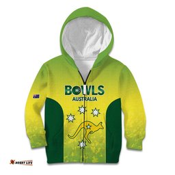 Australian Kangaroo Lawn Bowls Custom Kid Hoodie Aussie Minimalist Style LT9