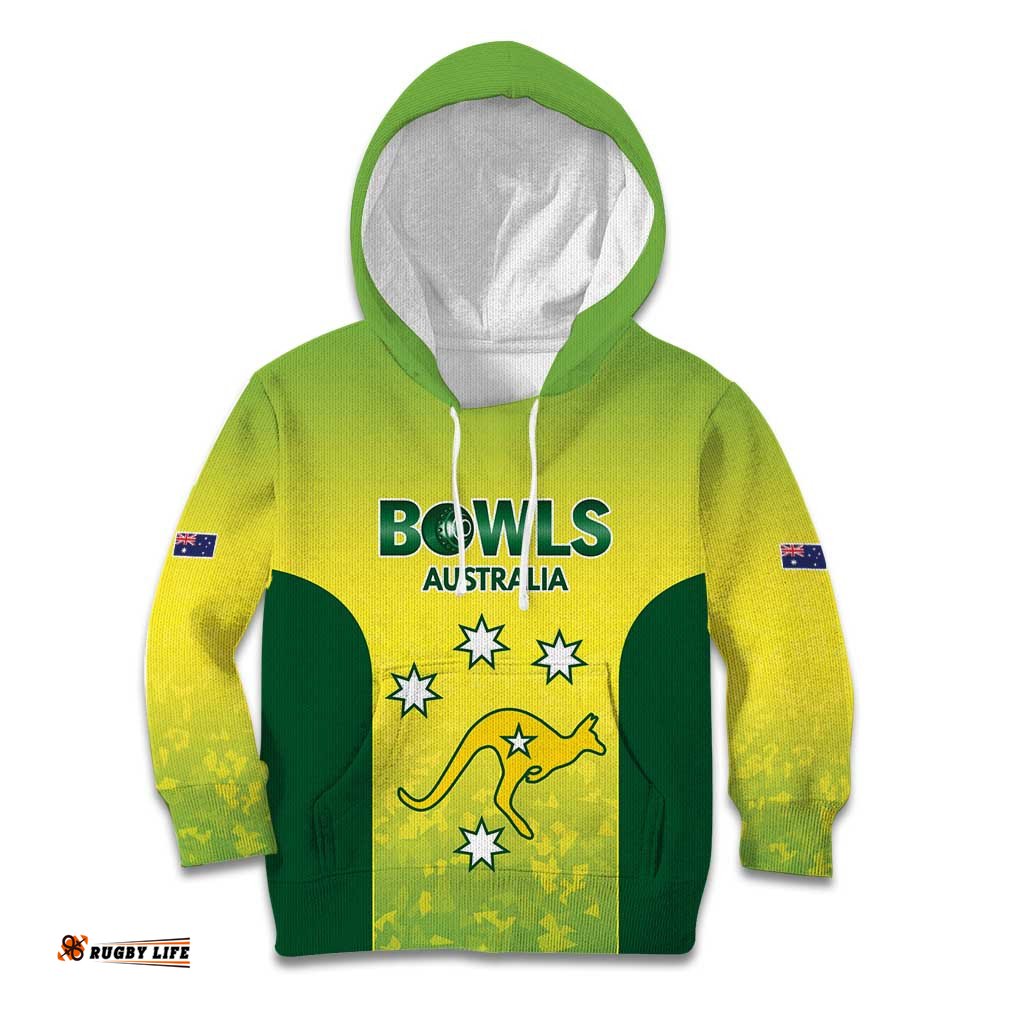 Australian Kangaroo Lawn Bowls Custom Kid Hoodie Aussie Minimalist Style LT9