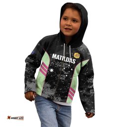Custom Australia Matildas 2026 Kid Hoodie Come On Aussie Grunge Style LT14