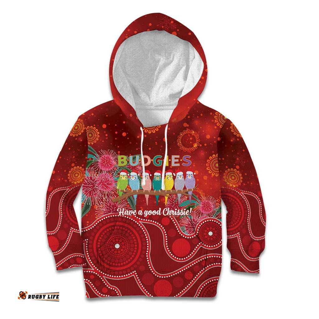Australia Budgerigar Christmas Personalised Kid Hoodie Budgies Hakea Have A Good Chrissie LT14