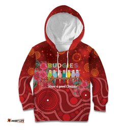 Australia Budgerigar Christmas Personalised Kid Hoodie Budgies Hakea Have A Good Chrissie LT14