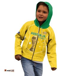 Custom Australia Soccer Kid Hoodie Aussie Aussie Oi Oi Oi LT15