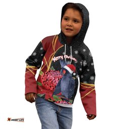 Australia Palm Cockatoo Christmas Kid Hoodie Probosciger Aterrimus Waratah Merry Chrissie LT14