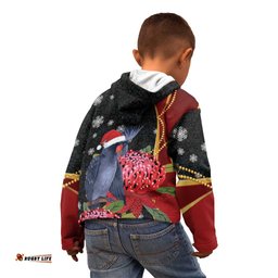 Australia Palm Cockatoo Christmas Kid Hoodie Probosciger Aterrimus Waratah Merry Chrissie LT14