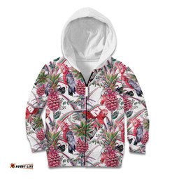 Australia Pink Galah Kid Hoodie Rose-breasted Cockatoo Pineapple Seamless Vibes LT14