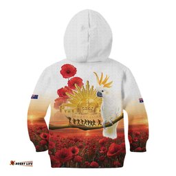 Australia Cockatoo ANZAC Day Kid Hoodie Lest We Forget LT05