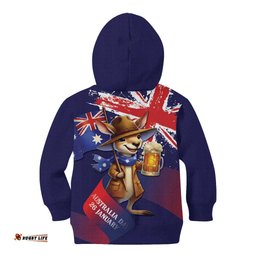 Australia Day Kangaroo Flag Kid Hoodie Aussie Aussie Aussie Oi Oi Oi LT9