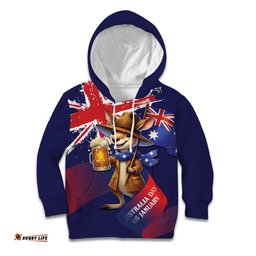 Australia Day Kangaroo Flag Kid Hoodie Aussie Aussie Aussie Oi Oi Oi LT9