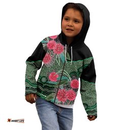Australia Hakea Kid Hoodie Aussie Native Flowers Indigenous Art LT14