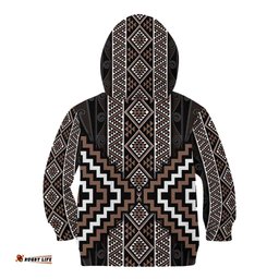 Classic Tukutuku Pattern Aotearoa Kid Hoodie Niho Taniwha and Puhoro Motifs LT7