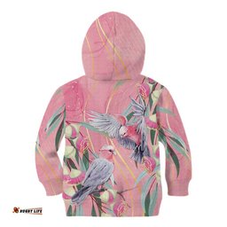 Australia Breast Cancer Awareness Kid Hoodie Pink Galah with Eucalyptus Flowers LT7