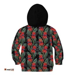 Australia Sturt's Desert Pea Kid Hoodie Aussie Native Flowers Indigenous Art LT14