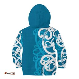 Azure Blue Maori Kid Hoodie Koru Kowhaiwhai LT7