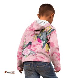 Birds and Floral Aussie Pink Robins Kid Hoodie Rosy Glow LT7