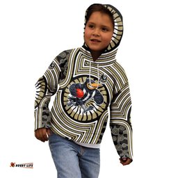 Collingwood Football Club Kid Hoodie Indigenous Monochrome Dot Art Mascot Style TS04