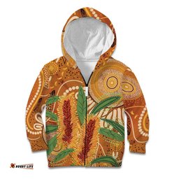Australia Bottlebrush Kid Hoodie Callistemon Aussie Native Flowers Indigenous Art LT14