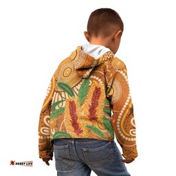 Australia Bottlebrush Kid Hoodie Callistemon Aussie Native Flowers Indigenous Art LT14
